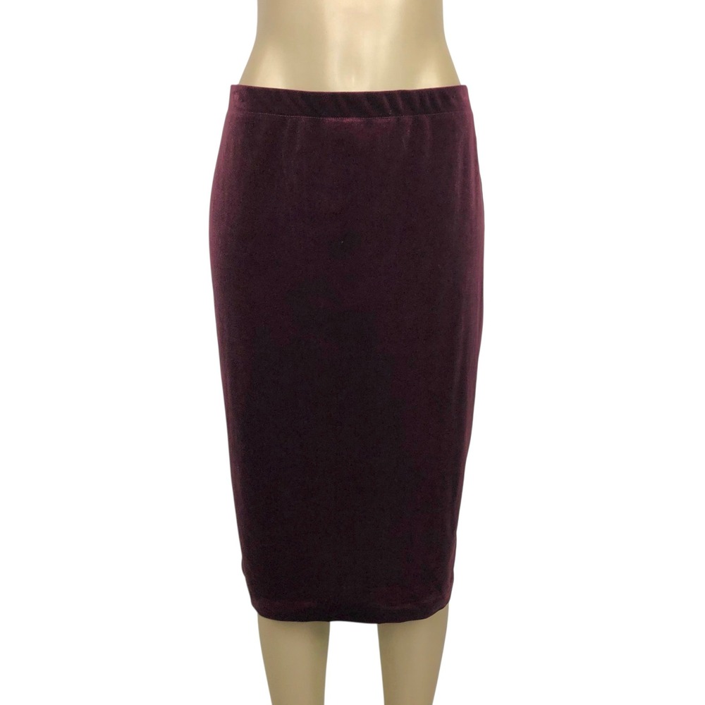 Cato Plum Purple Velvet Pencil Midi Skirt Size Small Whimsigoth Y2K 90s Velour